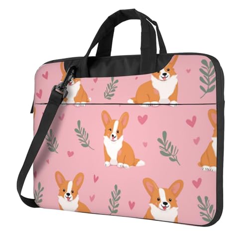 Maletín para laptop impermeable con diseño Corgi Leaves 14" miniatura 1