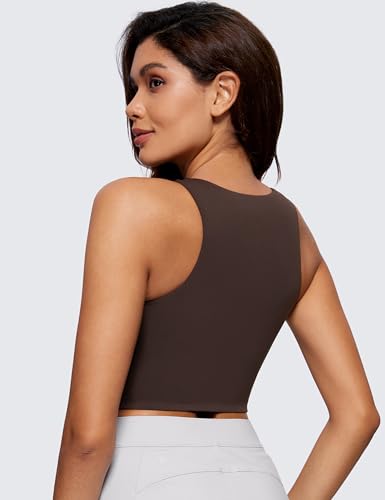 Image of CRZ YOGA Butterluxe Double Lined Crop Tank | Casual, Extremely Soft, Tight Fit, High Neck, Racerback, Sleeveless Tops for Women