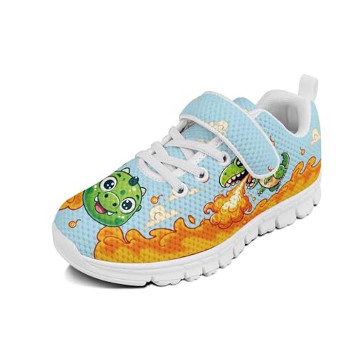 Boys Girls Cartoon Sneakers Kids Mesh Sports Tennis Shoes Lightweight Breathable Strap Athletic Running Shoes US 11-15