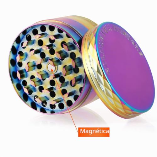 Miniatura 4 de Lihao Grinder Moledor De Especias Molinillo De Especias Metálico 50mm 4 Pisos Duradero Aleación De Zinc Multicolor Con Pliegue