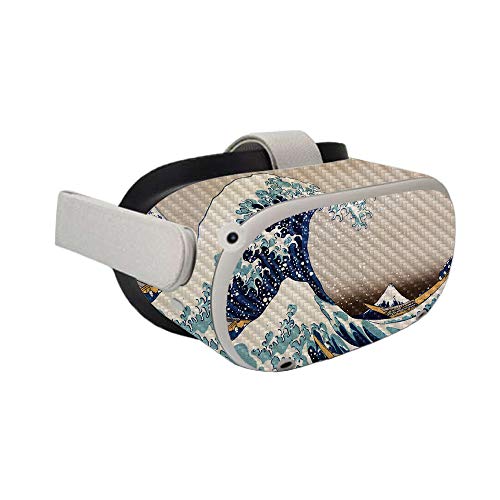 Image of MightySkins Carbon Fiber Skin Compatible with Oculus Quest 2 - Great Wave of Kanagawa | Protective, Durable Textured Carbon Fiber Finish | Easy to Apply | Made in The USA