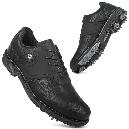 THESTRON Men Professional 9 Spikes Golf Shoes Waterproof Golf Training Sneakers Turf Walking Sneakers Male Spikes Golf Footwears Comfort Golfing Wears