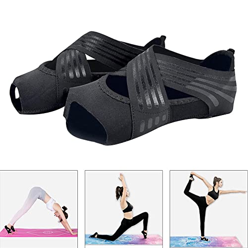 Kipetto Yoga Socks Women Toeless Anti-Skid Socks For Pilates Barre Ballet Bikram Workout, Black, Us Size 6.5-7.5 #TOP6