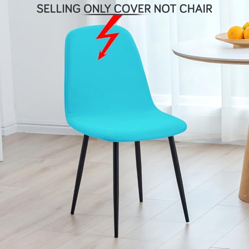 Image of HOKIPO 'SereneSolids' 140 GSM Shell Chair Cover, Mid Century Modern Dining Chair Cover, Pack of 1, Sky Blue (AR-6248-SBL)