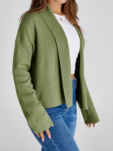 Image of Saodimallsu Womens Cropped Cardigan Open Front Shawl 2026 Fall Trendy Long Sleeve Sweater Jacket