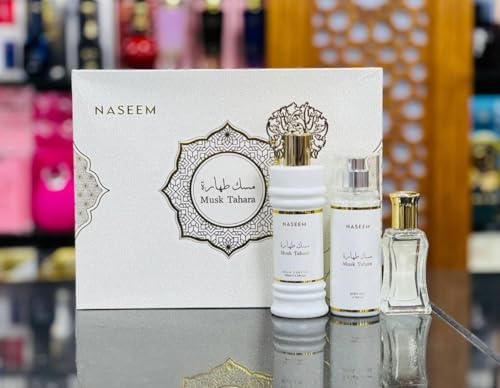 Naseem Musk Tahara Gift Set Unisex 24 ml Concentrated Oil + 100 ml Body Mist + 100 ml Parfum Aqua