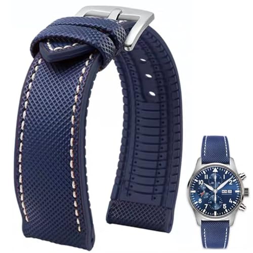 Danxancy FKM Caucho Nylon Reloj Correa 20mm 21mm 22mm 23mm 24mm Fluorubber Impermeable Suave Transpirable Durable FKM Caucho Reloj Correa Universal de Recambio para Hombres Mujeres