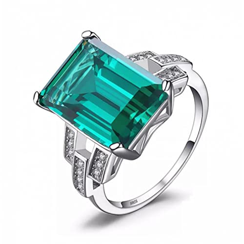 Bague émeraude verte en argent 925 sterling de haute joaillerie pour femme