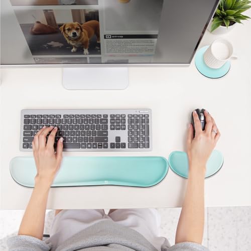 Image of Gimars Upgrade Enlarge Silky Gel Memory Foam Keyboard Wrist Rest, Wrist Rest for Computer Keyboard, Ergonomic Mouse pad Rests for Typing Pain Relief, Wrist Support for Office, Gaming, Blue Gradient