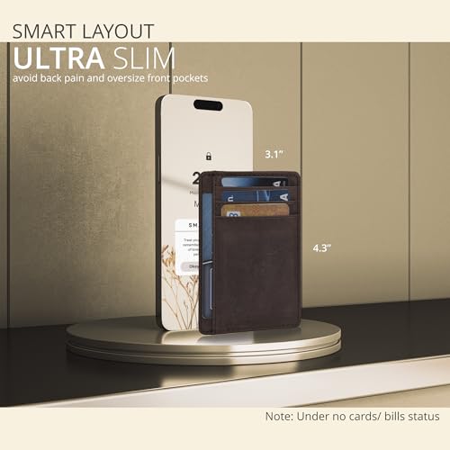 Slim Real Leather RFID Wallet for Men & Women - Dark Brown - Image 3