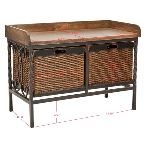 Safavieh-American-Homes-Collection-Noah-Antiqued-Pewter-and-Oak-Storage-Bench Safavieh American Homes Collection Noah Antiqued Pewter and Oak Storage Bench
