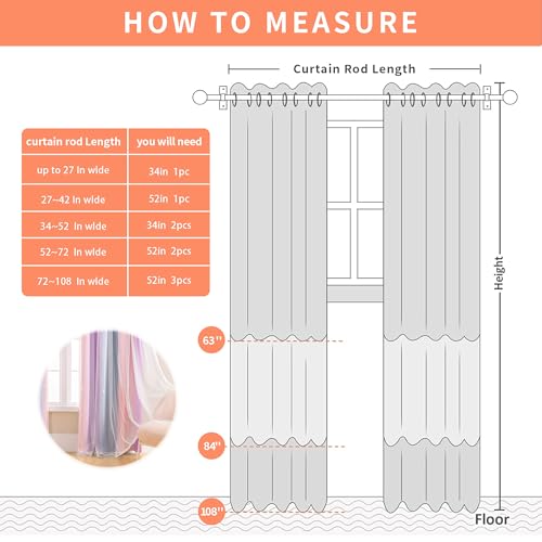 Image of XiDi Curtains for Bedroom Decor, Rainbow GreyPinkPu-52-45