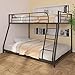 Bunk Beds Twin Over Full, Heavy Duty Metal Bed Frame with Safety Rail and Ladder for Dormitory Bedroom Boys Girls Adults,No Box Spring Needed,Black (Black)