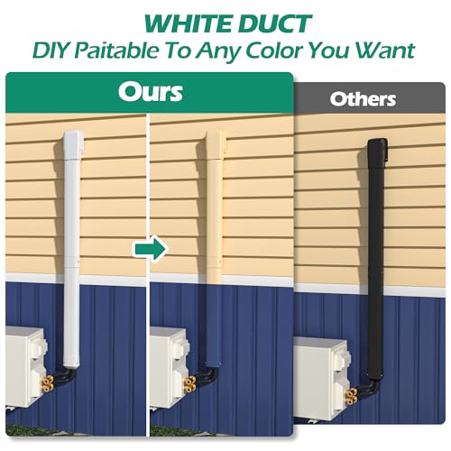 TAKTOPEAK Mini Split Line Cover: 4'' 7.5 Ft Line Hide for Mini Split Air Conditioner Central AC HVAC - Waterproof Decorative Pipe Cover for Outdoor (White)