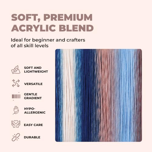 Image of Mary Maxim Prism Yarn, Acrylic Multicolor DK Yarn, 290 Yards, Lakeside | Ombre Yarn, 3 Weight, Machine Wash, For Knitting and Crochet, Create Baby Items, Blankets, Afghans, Clothing Variegated Yarn