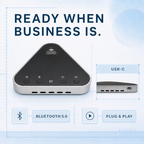 Image of Bluetooth Conference Speaker and Microphone, Bluetooth Speakerphone for Small Meeting Room，Wireless Conference Speaker 360Voice Pick up with Noise Cancellation Mics for Computer /Laptop