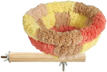 Nido para Aves | Percha De Franela Y Nido para Periquitos - Cama Nido Pequeña Caliente con Pata De Madera para Cacatúas Canarios Pinzones Guacamayos Loros