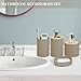 4 Pieces Bamboo Bathroom Accessories Set, Bathroom Accessory Set with Soap Dispenser and Toothbrush Holder, Soap Dish and Toothbrush Cup, Boho Bathroom Decor(Beige)
