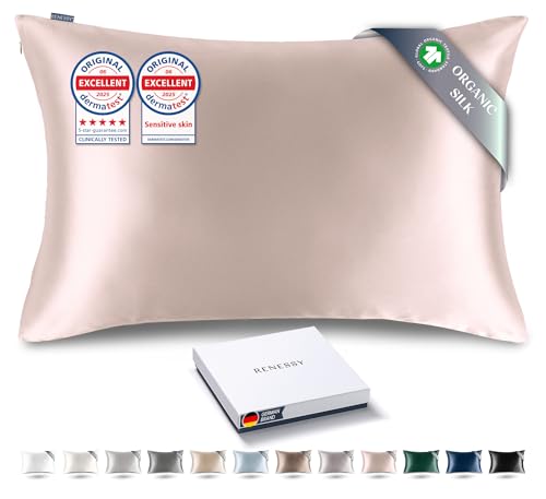 RENESSY Premium Silk Pillowcase 100% Organic Mulberry Silk, 22 Momme,