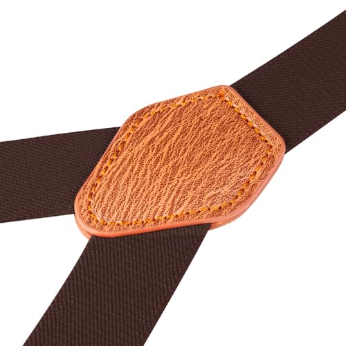 Buyless Fashion Adjustable Suspenders for Kids - 26" Elastic Straps 1" - Leather Y Shape Back - 51513