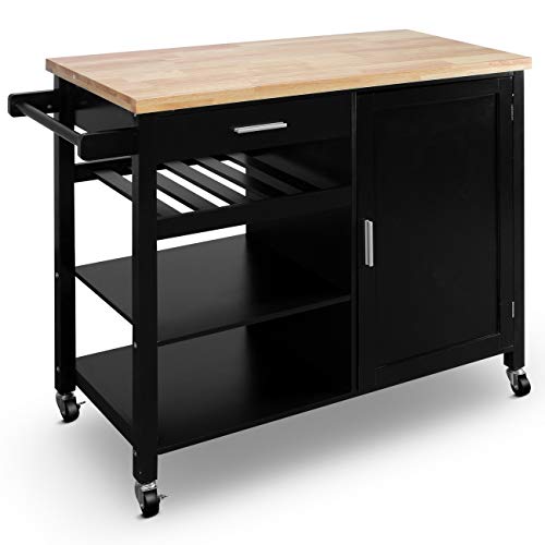 image for BELLEZE Kitchen Island Cart On Wheels Rolling Kitchen Cart With Storag