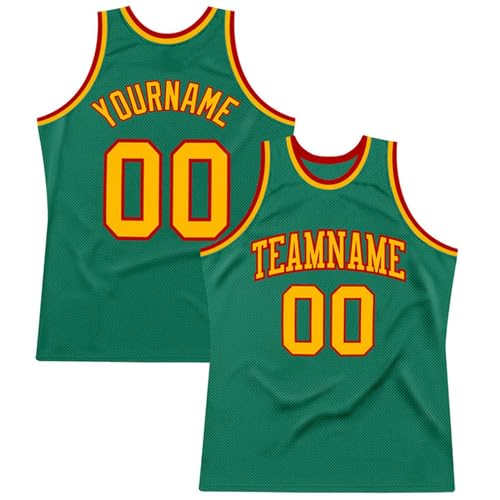 Custom Basketball Jersey, Green Basketball Jersey for Men, Kelly Green Gold-Red Basketball Jersey, Basketball Shirt, Custom Jersey Basketball, Basketball Gifts, Custom Jersey Basketball