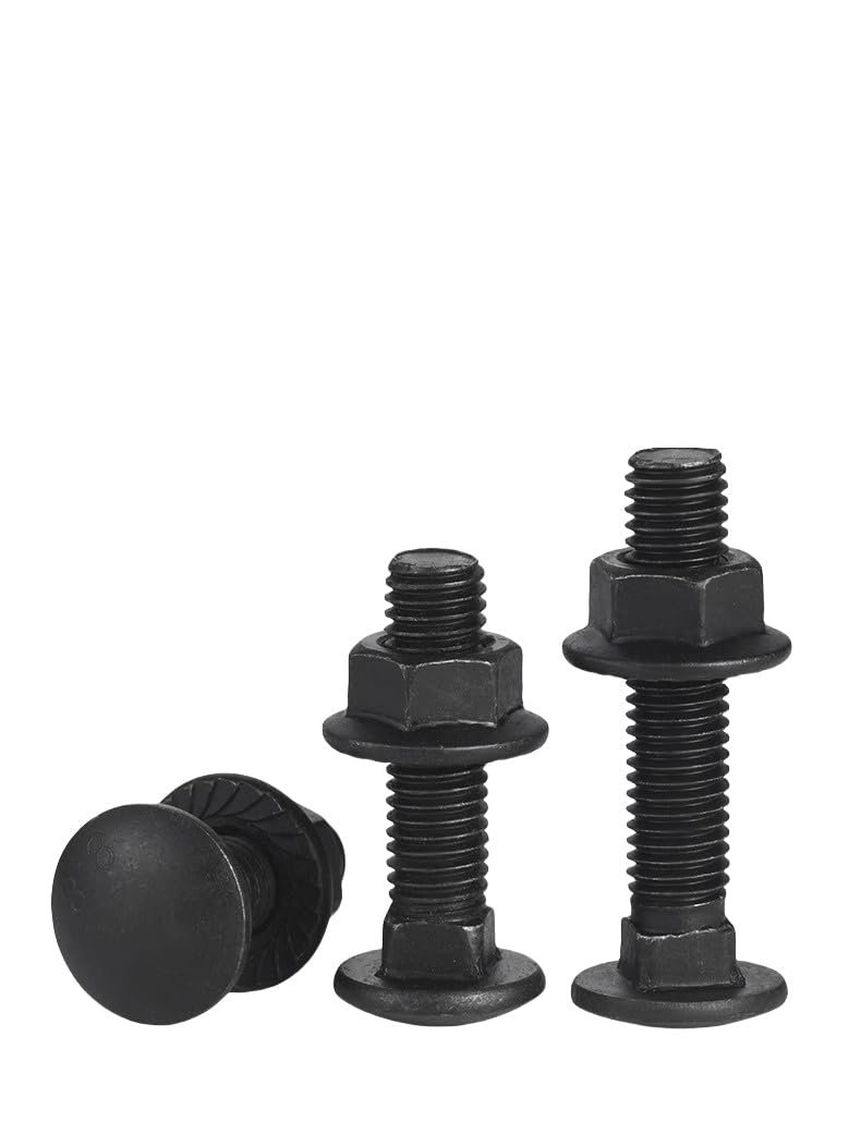 M10x45(5set) 8.8 Class Heavy Carriage Bolts and Nuts Set，Carriage Screws Round Head Square Neck and Flange Hexagon nut,8.8 Class Heavy Carriage Bolt