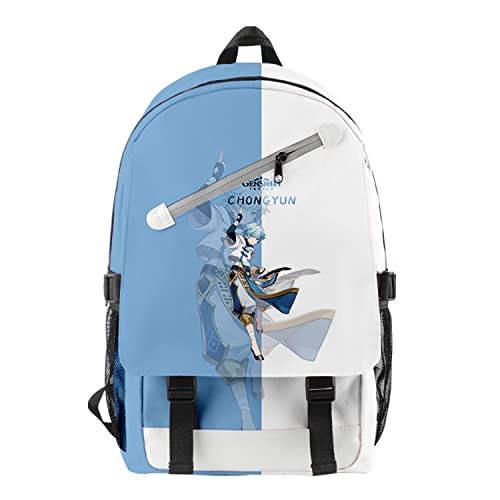 WXXTGI Mochila,Genshin Impact Chongyun Bolsa Bookbag Anime Escolar Cartoon Estudiantes Game Figura Cosplay Animado NiñAs