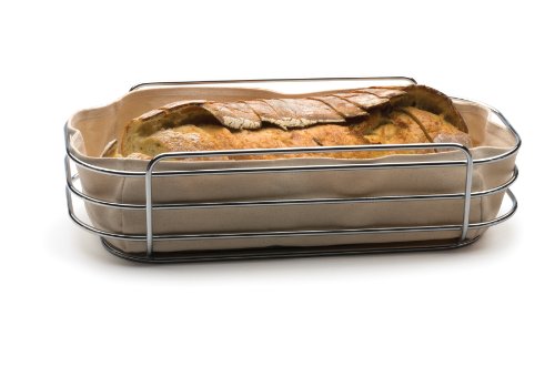 Classic Kitchen Bread Basket - Chromed Wire with Canvas Liner - //coolthings.us