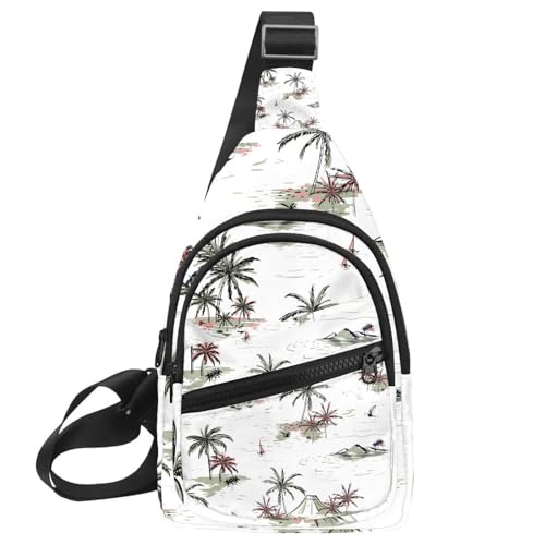 Sac à bandoulière réglable pour femme avec motif palmier multicolore 30x18cm
