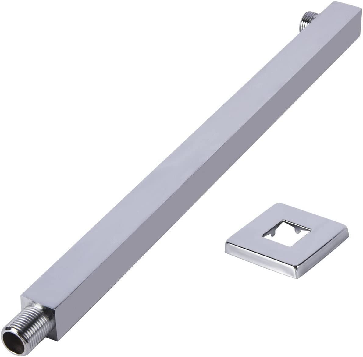 Anzeho Shower Extension Arm, 16 Inch Extra Long Square Universal Showering Components Straight Wall-Mounted Shower Head Extension with Attached Flange (Brass Chromed)