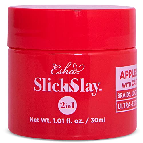Esha Slick N Slay Braiding Gel – 3-in-1 Braid and Edge Gel – Ultra Extreme Hold Gel for Hair – Hydrating and Conditioning Shining Gel – Fast Dry Locking Gel for Locs, Twists, Braids (APPLE, 1 oz.)