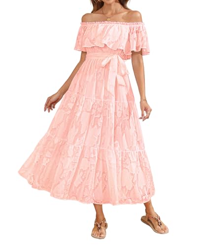 Image of Plus Size Chiffon Off The Shoulder Maxi Long Floral Summer Casual Beach Boho Sundress Women 2024