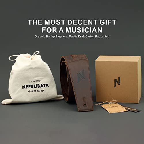 Nefelibata Sangle de guitare en cuir pleine fleur de qualité supérieure avec rembourrage en mousse pour guitares basses, électriques et acoustiques (Marron foncé) - Les Beatles, Paul McCartney, John Lennon, RIngo Starr, George Harrison Nefelibata Sangle de guitare en cuir pleine fleur de qualité supérieure avec rembourrage en mousse pour guitares basses, électriques et acoustiques (Marron foncé) – Image 7