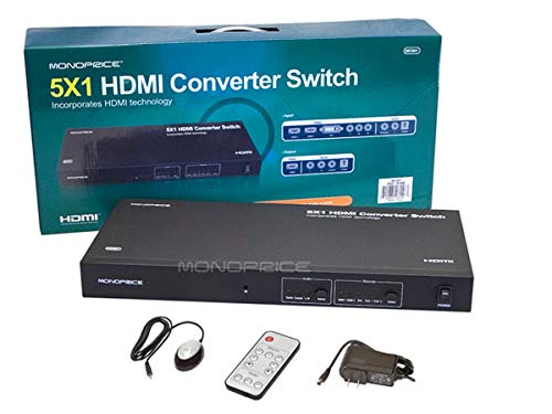 Monoprice 108146 5X1 Hdmi Converter Switch - Hdmi Dvi With Toslink + Coaxial + R/L Stereo Audio #TOP5