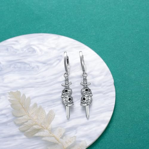 Dagger Hoop Earrings for Women Sterling Silver Sword Dangle Drop Earrings Knife Dangling Earrings Gothic Punk Grunge Jewelry for Women Men4