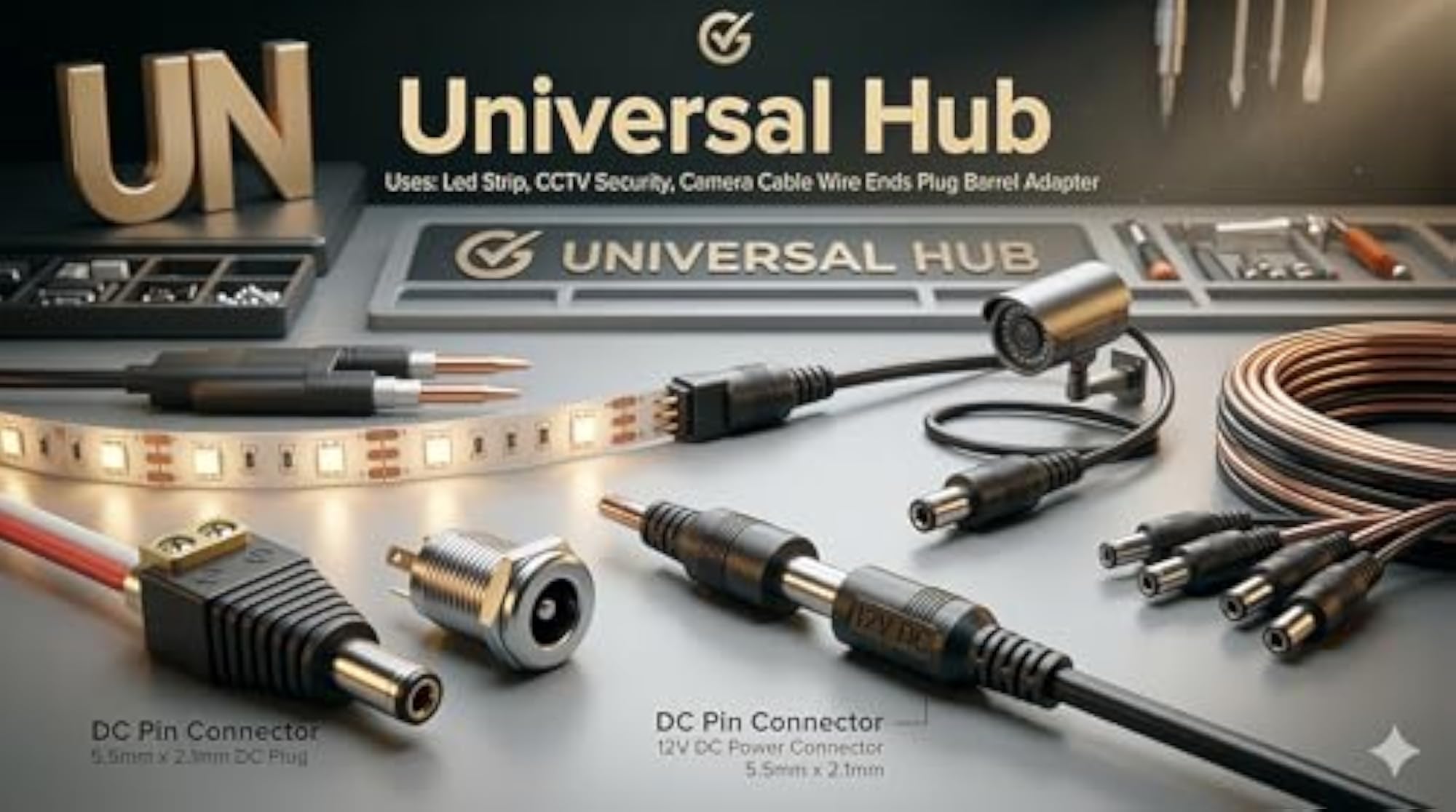 2 Pair DC Power Jack Plug Adapter Connector