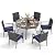 PHI VILLA 7 Pieces Outdoor Round Dining Set for 6, Large Wrought Iron Dining Table with Umbrella Hole & Cushioned Wicker Rattan Chairs, Dining Furniture Set for Patio, Deck, Yard, Porch