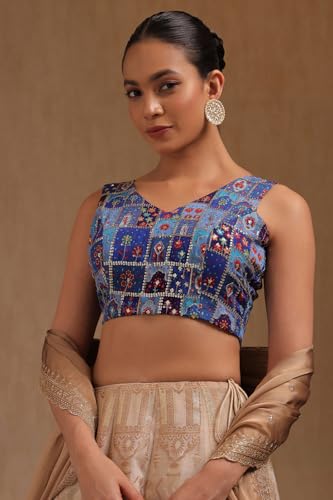 Image of Soch Womens Georgette Floral Print Padded Blouse with Zari