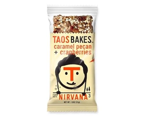 Taos Bakes Snack Bars - Caramel Pecan + Cranberries - Gluten Free, Non-Gmo, Healthy Granola Bars - Nutritious & Delicious Baked Bars - (12 Pack, 1.8Oz Bars) #TOP5