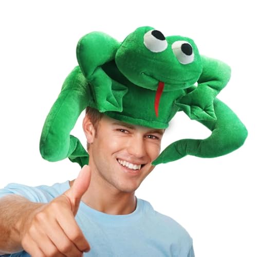 Hooin Chapeau de grenouille. Chapeau de fête fait main en forme de grenouille. Couvre-chef de costume de taille adulte.