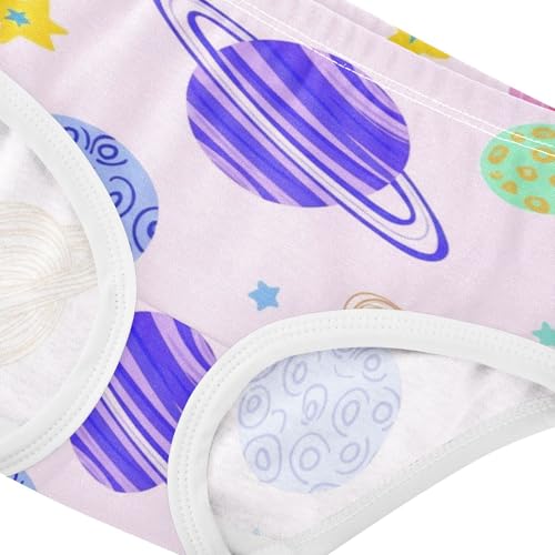 Cotton Toddler Girls Underwear Colorful Planets Stars Light Pastel Panties Little Girl Bright Briefs Kids Undies 2t4