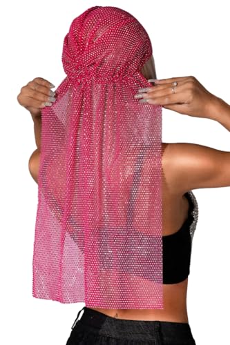 Halemet Rhinestone Head Scarf for Women Elastic Head Wrap Bling Scarf for Hair Bandana Neck Scarves Outdoor Party Accessories