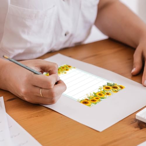 daily ritmo sunflower sticky to do list notepad  cute sunflower lover gifts for women  made in usa stationery pad 4x6 50 notes  christmas birthday flower gift for teacher mom office