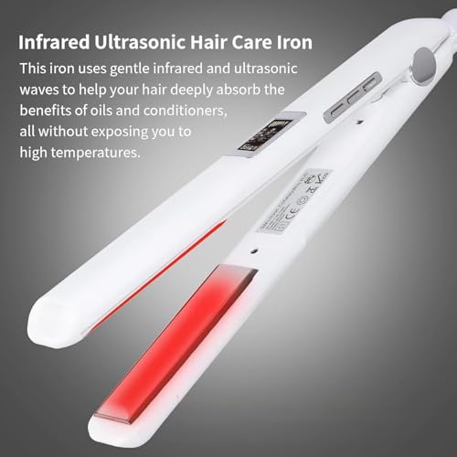 Plancha de cabello ultrasonica con pantalla LCD blanca miniatura 6