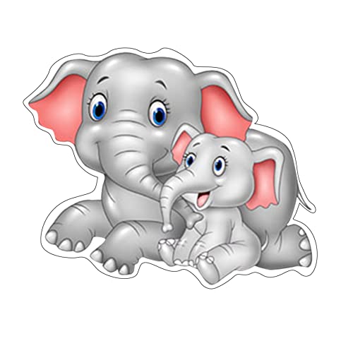 Image of Pretty UR Party Baby Elephant Theme Paper Cutouts for Birthday Parties, Dumbo Party Supplies decor, Birthday Party Decoration, Cut-Outs for Rooms, Boards - Pink Grey (10 pcs)