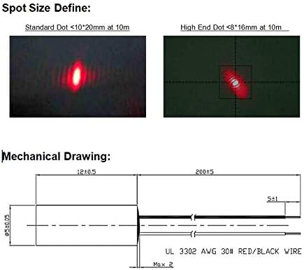D5X12mm 650nm 0.5mW 1mW 5mW Glass Lens Red Dot Laser Diode Module Laser Head Industrial Grade