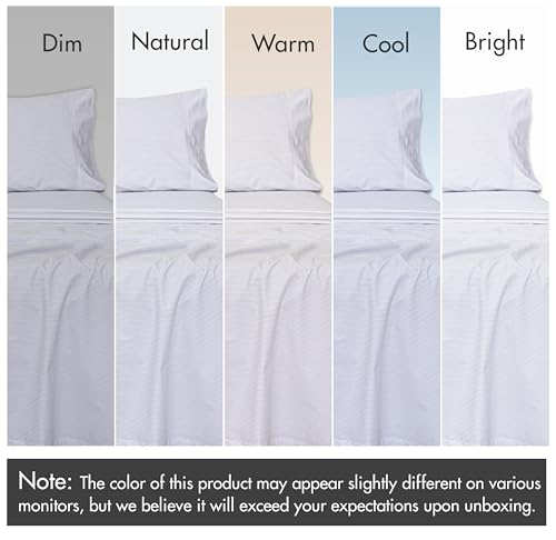 Image of RUVANTI 100% Cotton Percale Sheets Split King Size - Crisp Cooling Bed Sheets for Hot Sleepers, Deep Pocket 16 inch, Soft Breathable & Durable Hotel-Style 5 Piece Set, Grey Pinn Stripe