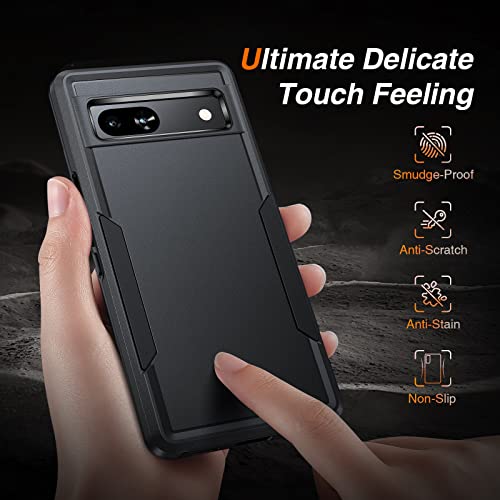 Lk For Google Pixel 7A Case, [10X Military Drop Protection][Bulletproof Material Matte Back] Soft Bumper Frame Slim Thin Protective Phone Cover, Matte Black #TOP5