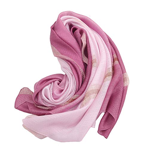 Sawekin Scarf for Women Cotton Silk Scarves Elegant Gradient Color Lightweight Fashion for Spring Winter Scarves Shawl Wraps (S-Pink/Rose)